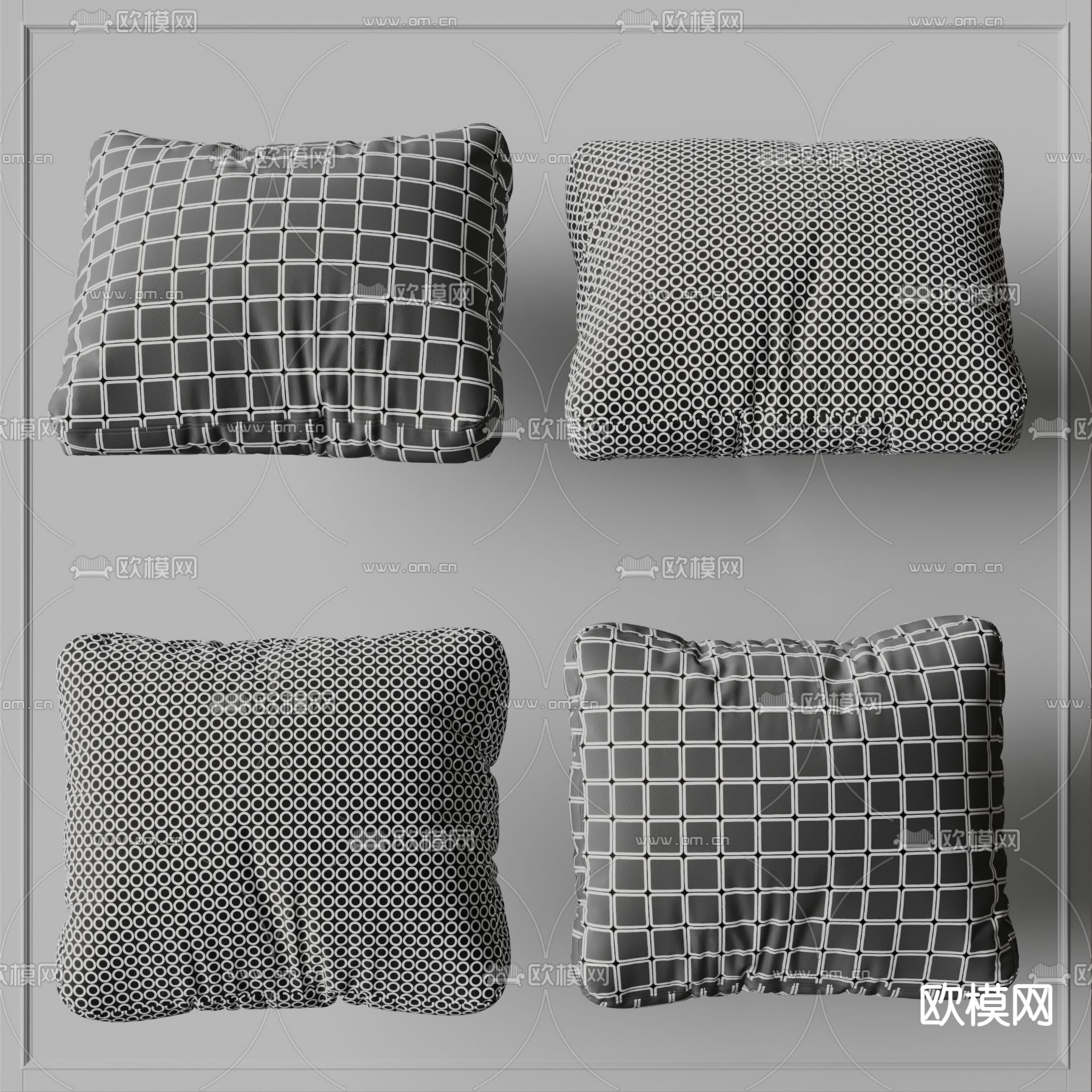 Poliform格子抱枕 枕头 靠枕3d模型下载