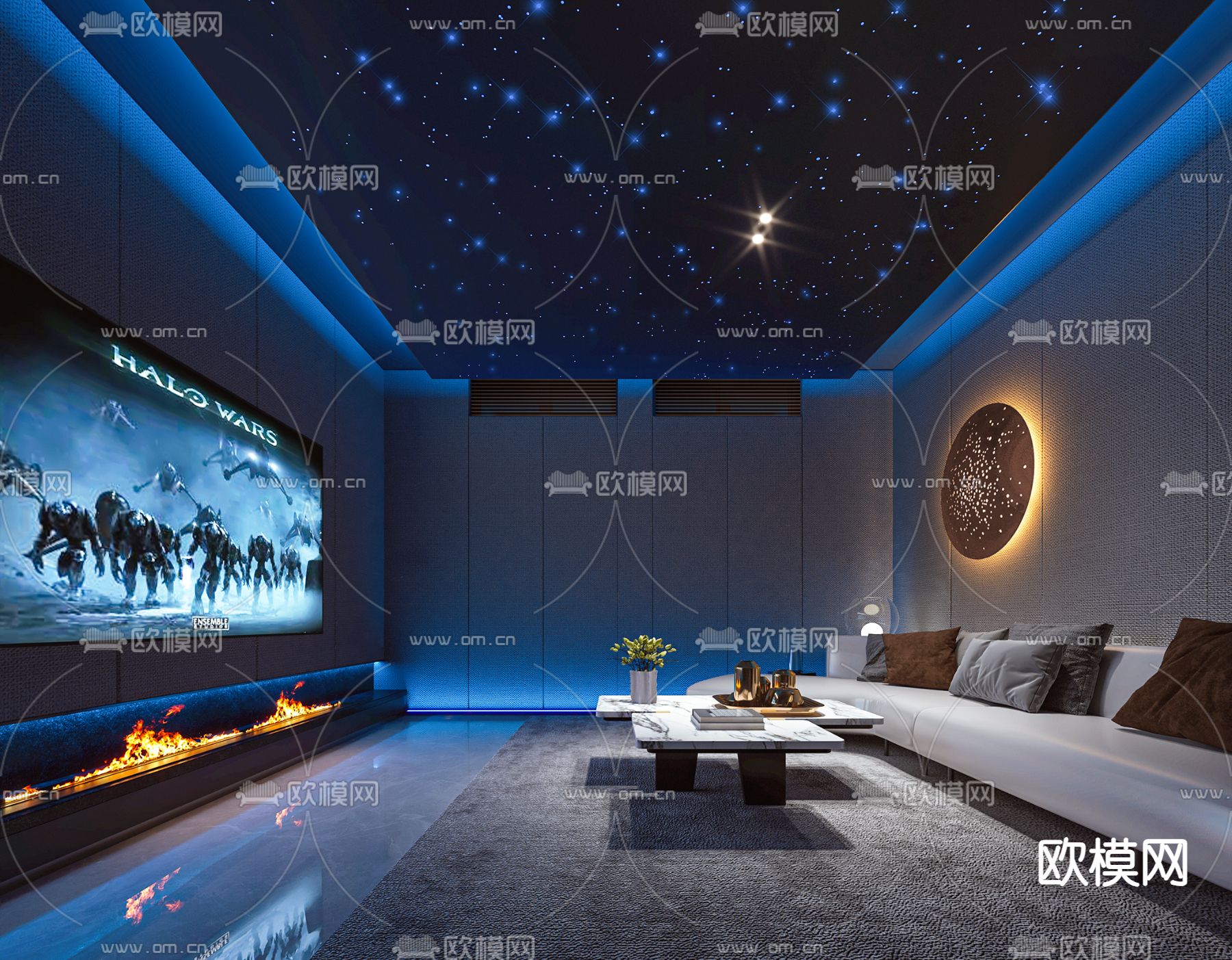 现代影音室 视听室 家庭影院3d模型下载