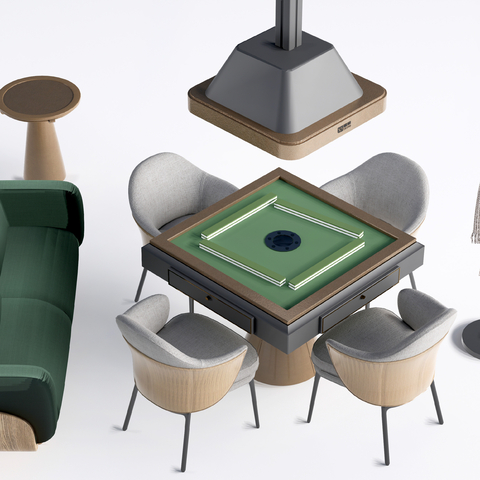  现代麻将桌 麻将机su模型 