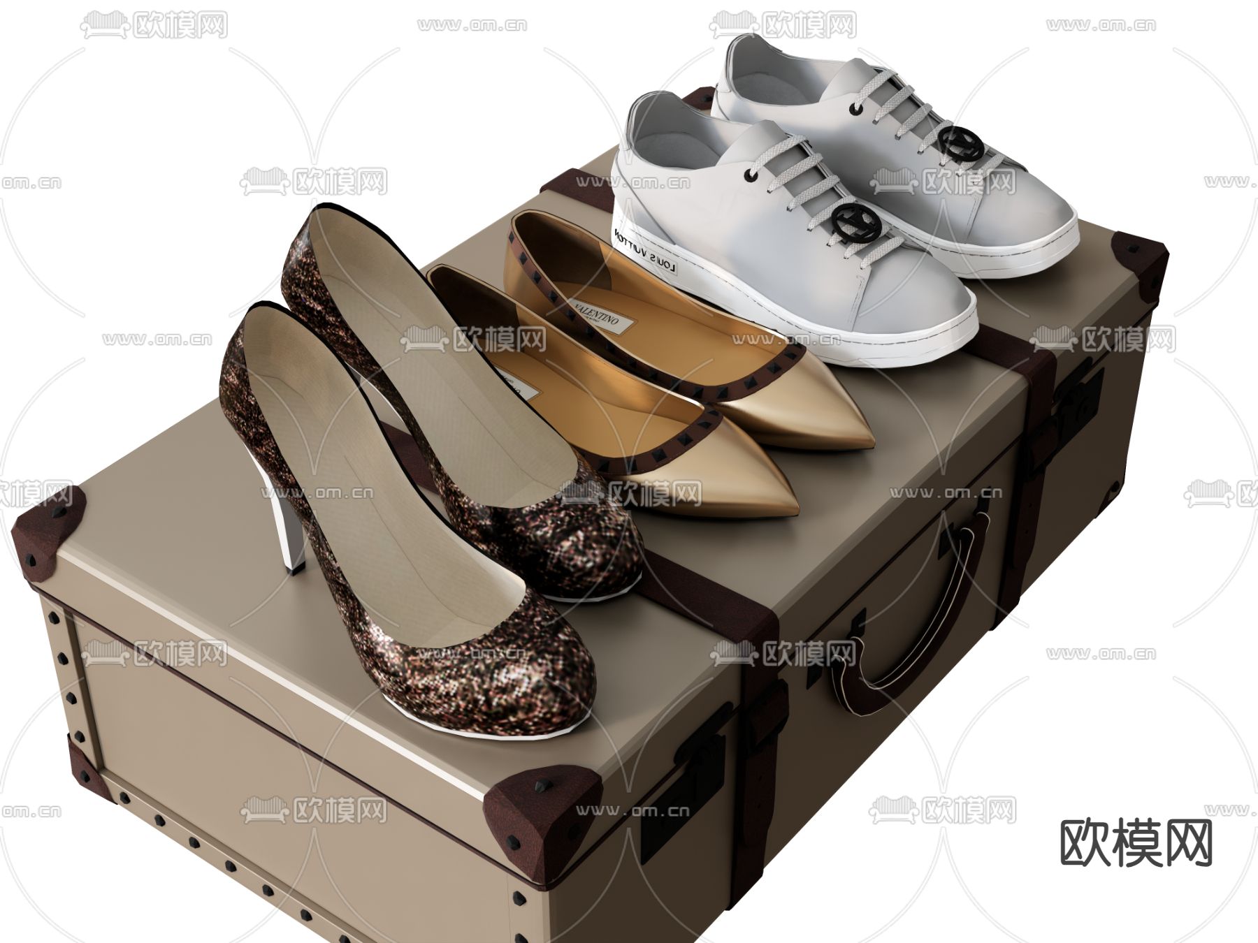 高跟鞋 球鞋 运动鞋su模型下载（渲染图2）