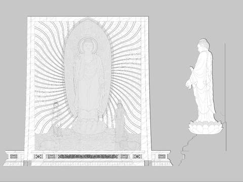  礼佛供佛室佛堂CAD平面图 
