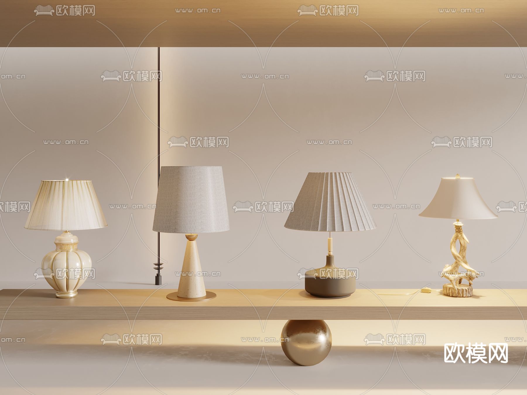 现代台灯su模型下载（渲染图2）