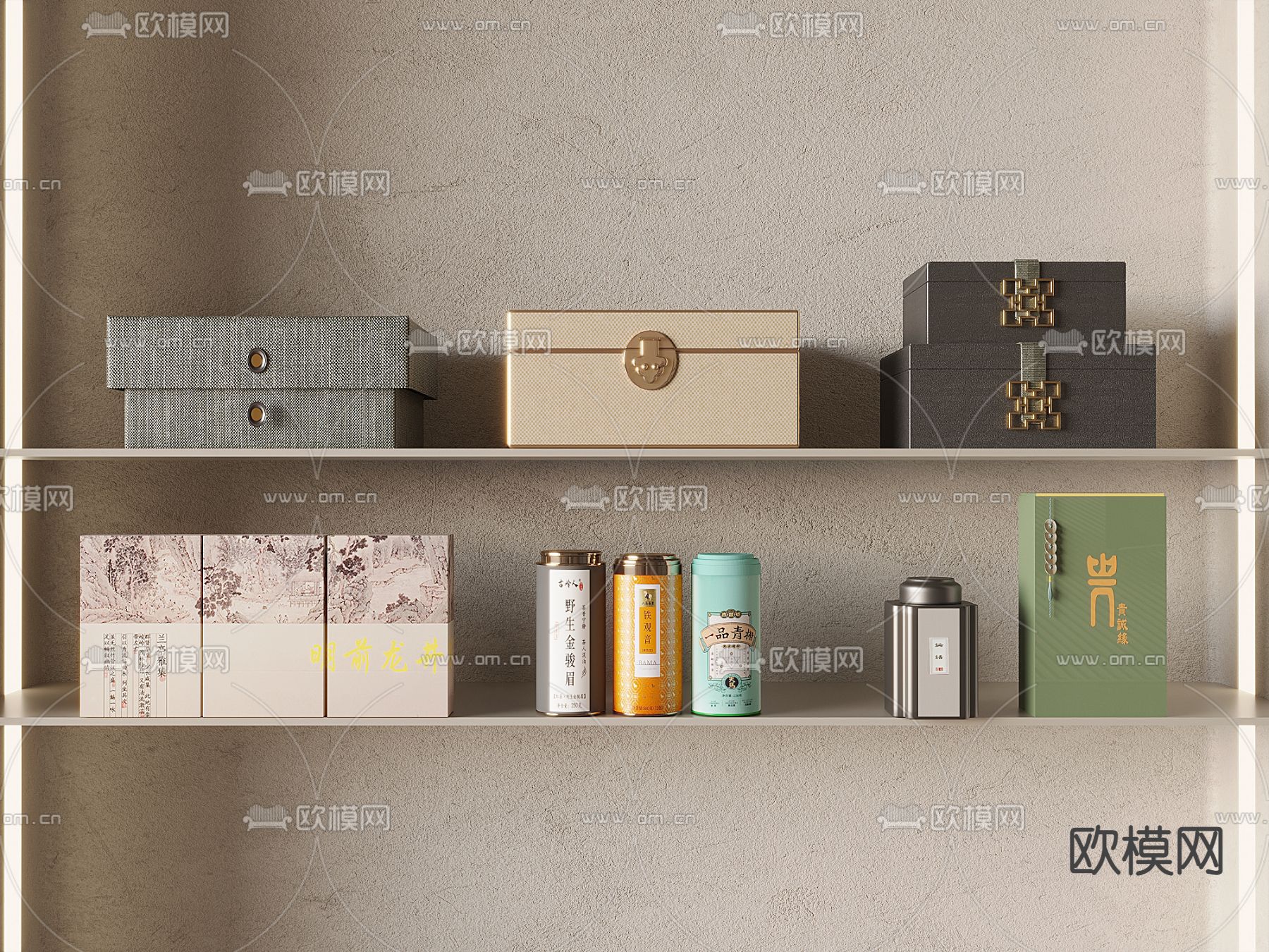 茶叶盒 礼品盒 茶叶罐su模型下载（渲染图2）