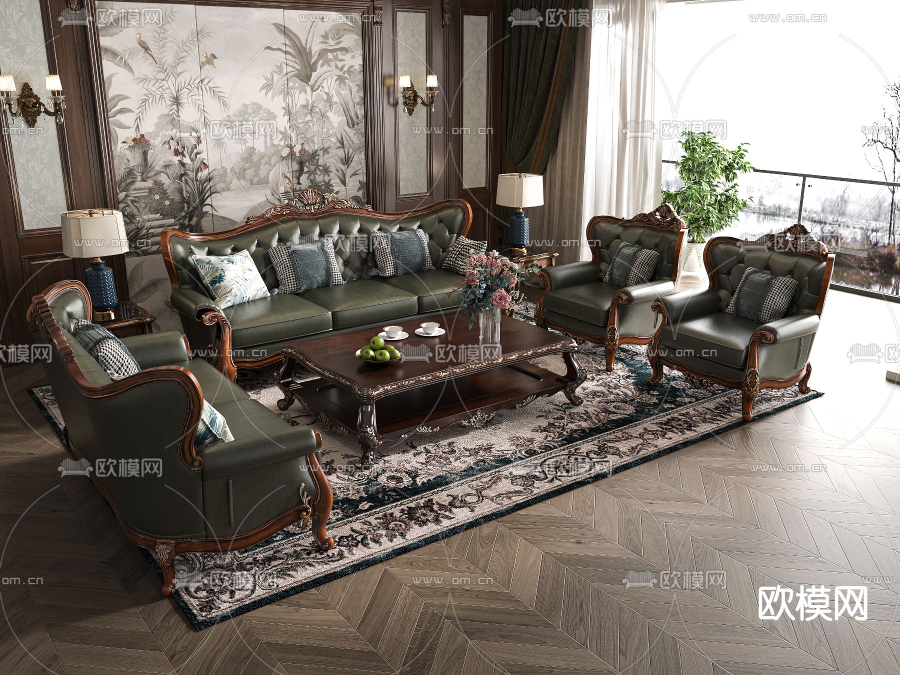 欧式组合沙发3d模型下载