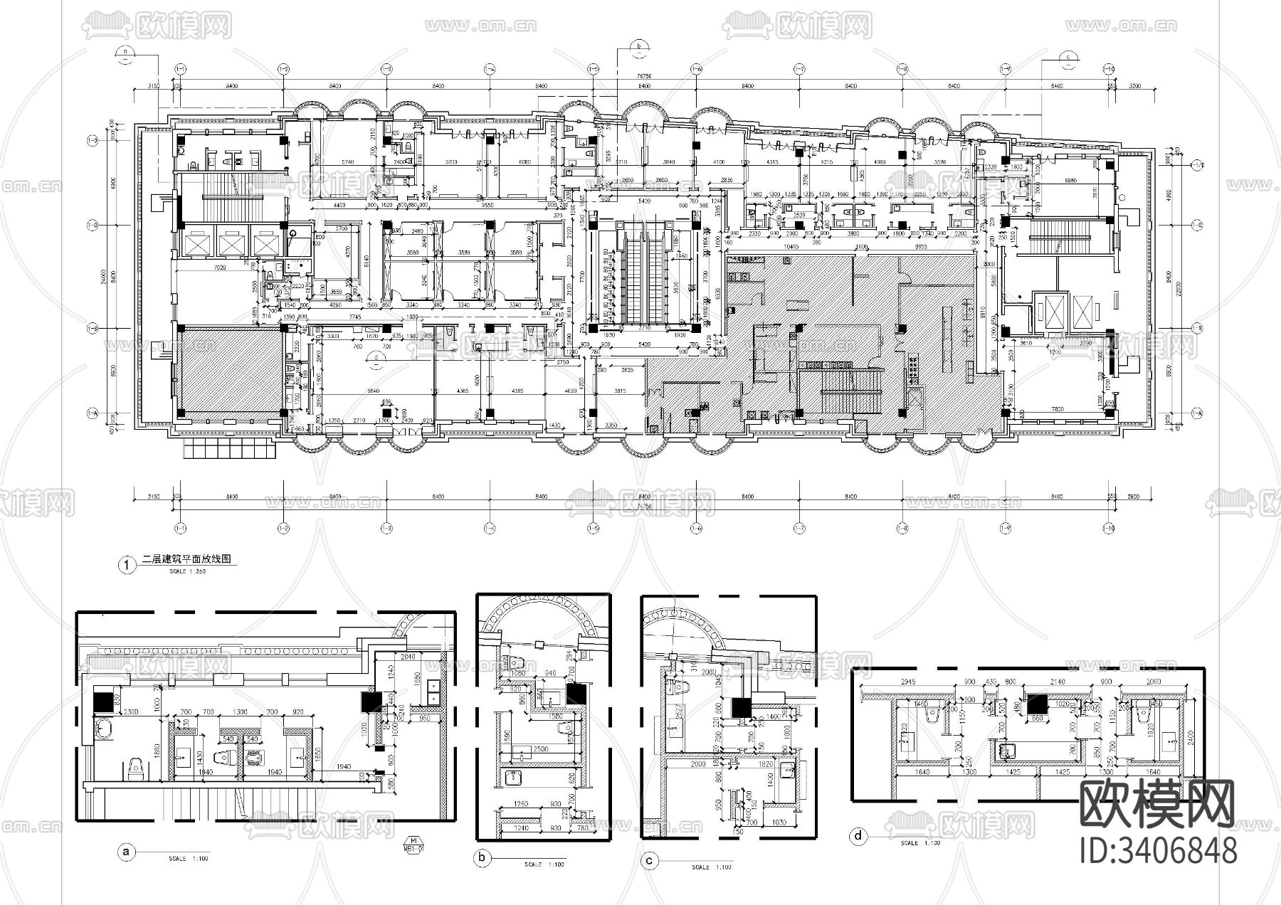 豆捞火锅cad施工图下载（渲染图2）