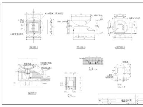  花盆花钵cad大样图 