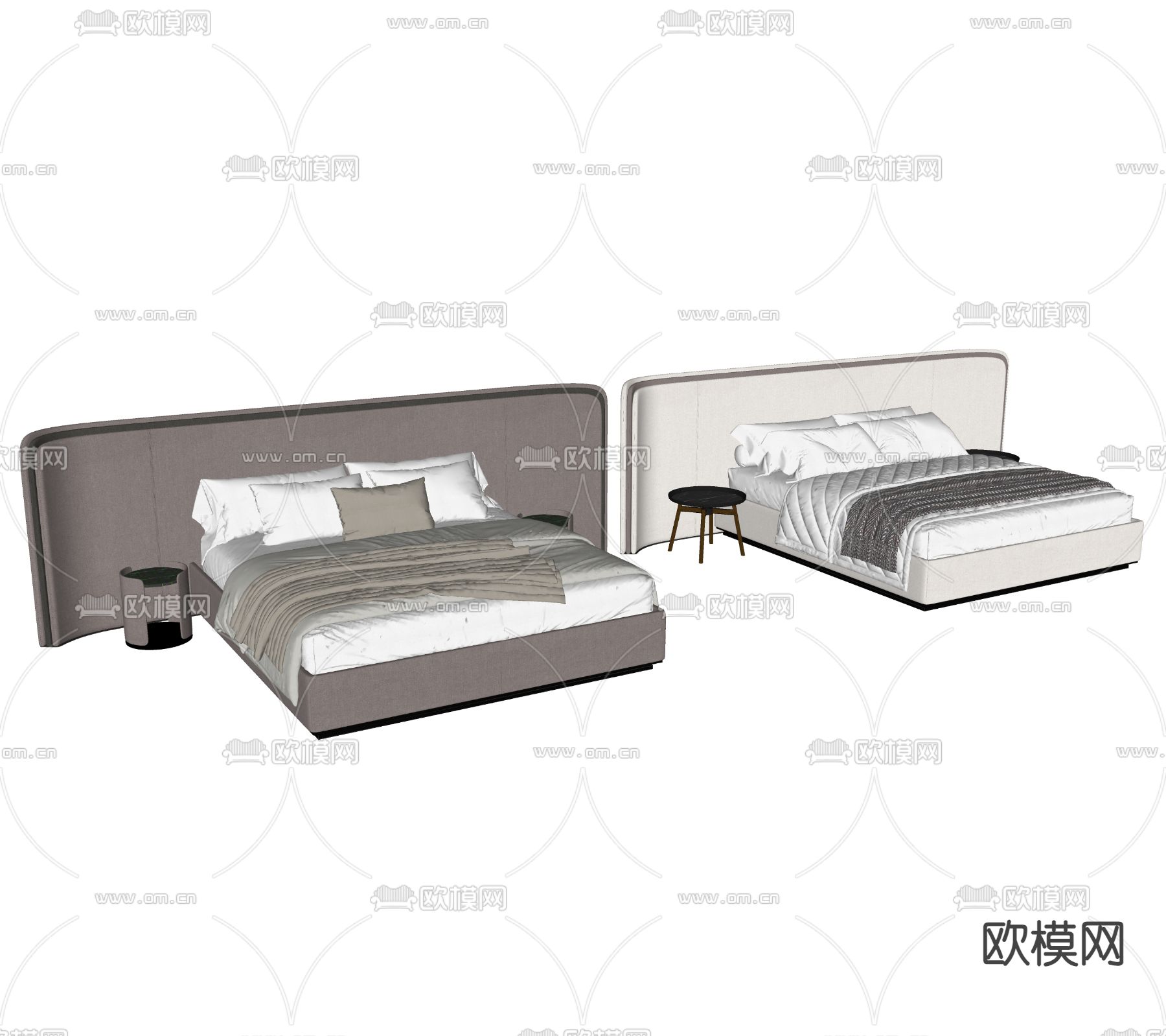 Minotti 双人床su模型下载（渲染图1）