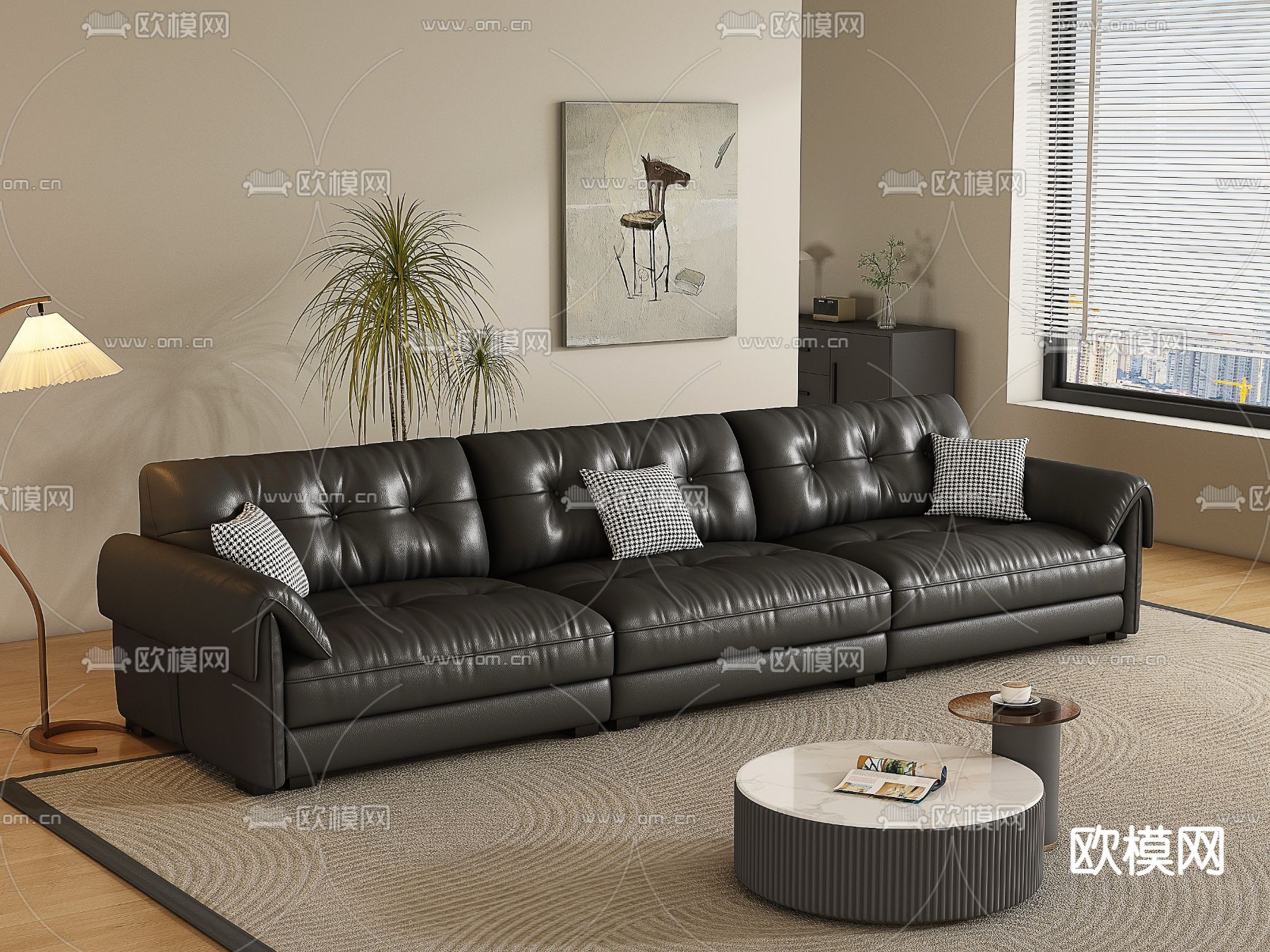 现代多人沙发3d模型下载