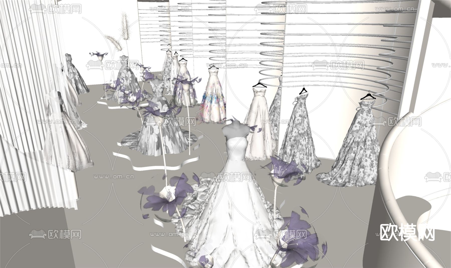 现代婚纱店su模型下载（渲染图1）