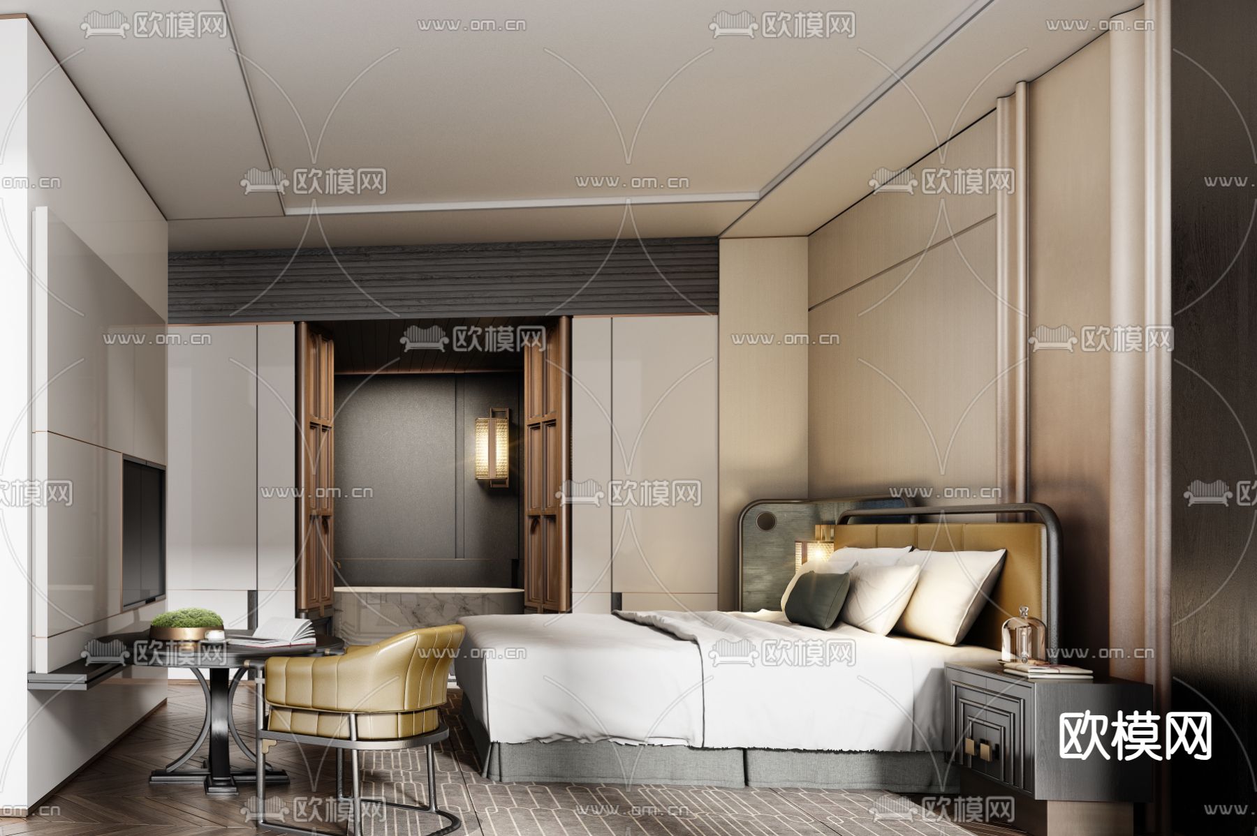 CCD 酒店客房 大床房3d模型下载