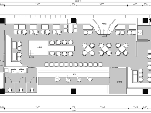  户外酒吧清吧cad平面图 