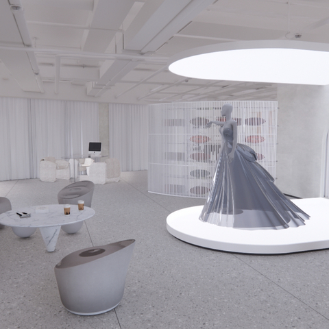  现代婚纱店su模型 