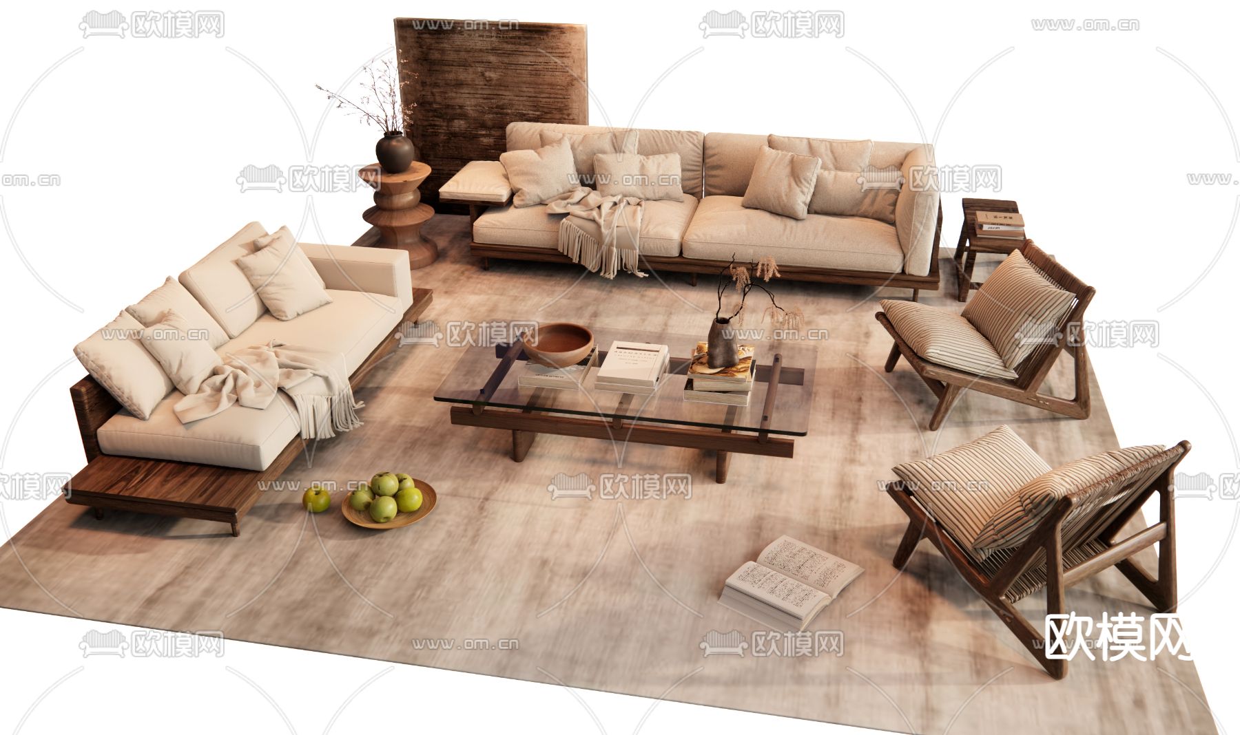 中古风组合沙发3d模型下载