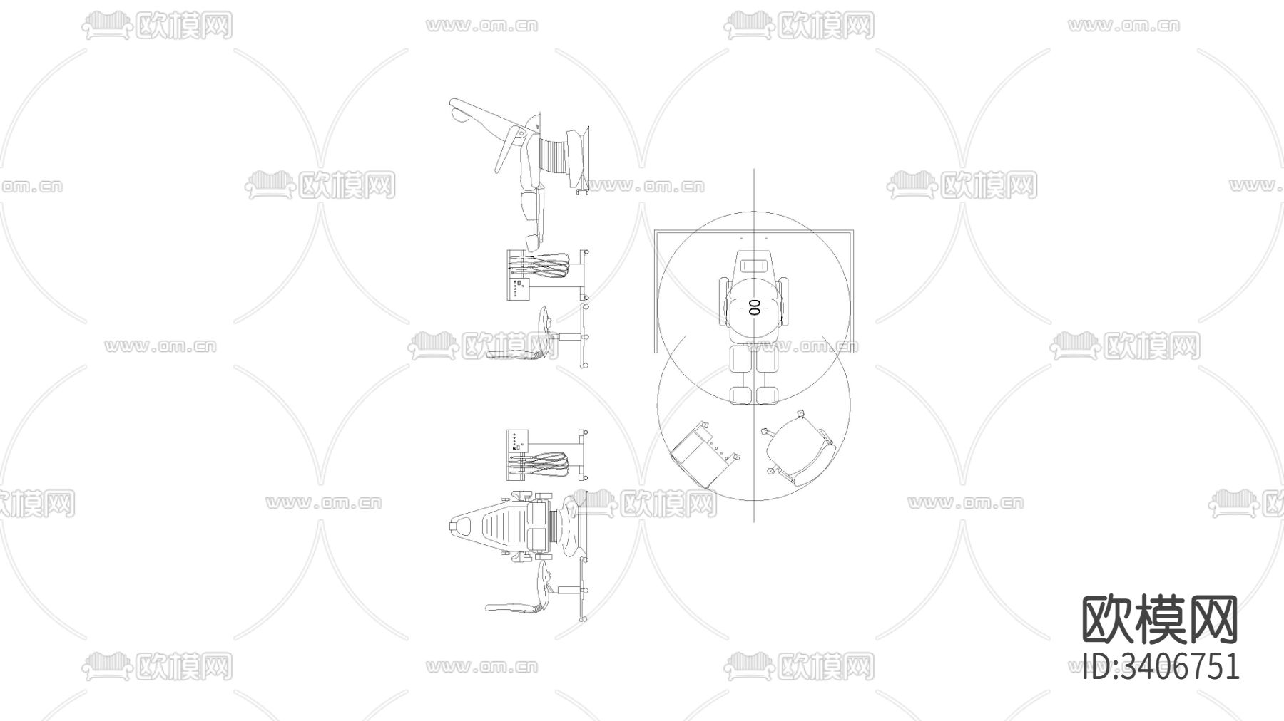 牙医椅设备图纸cad大样图下载