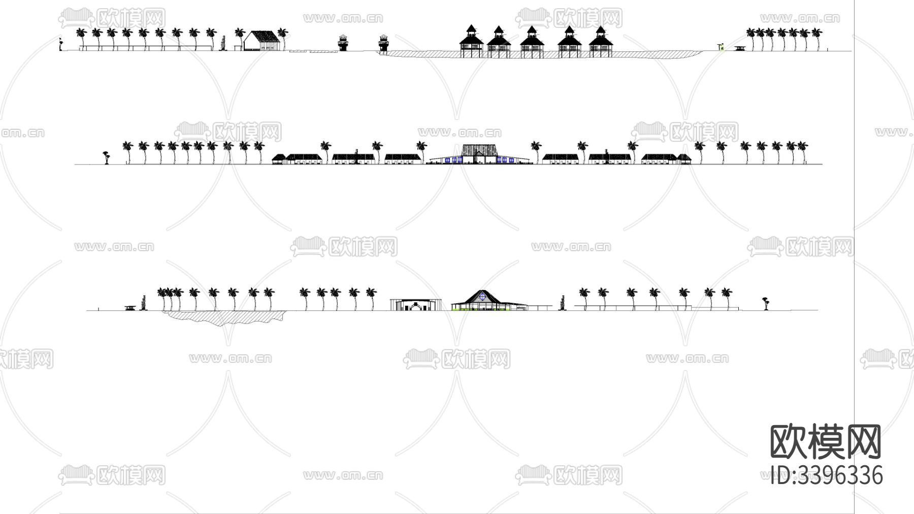 生态度假中心cad平面图下载（渲染图2）