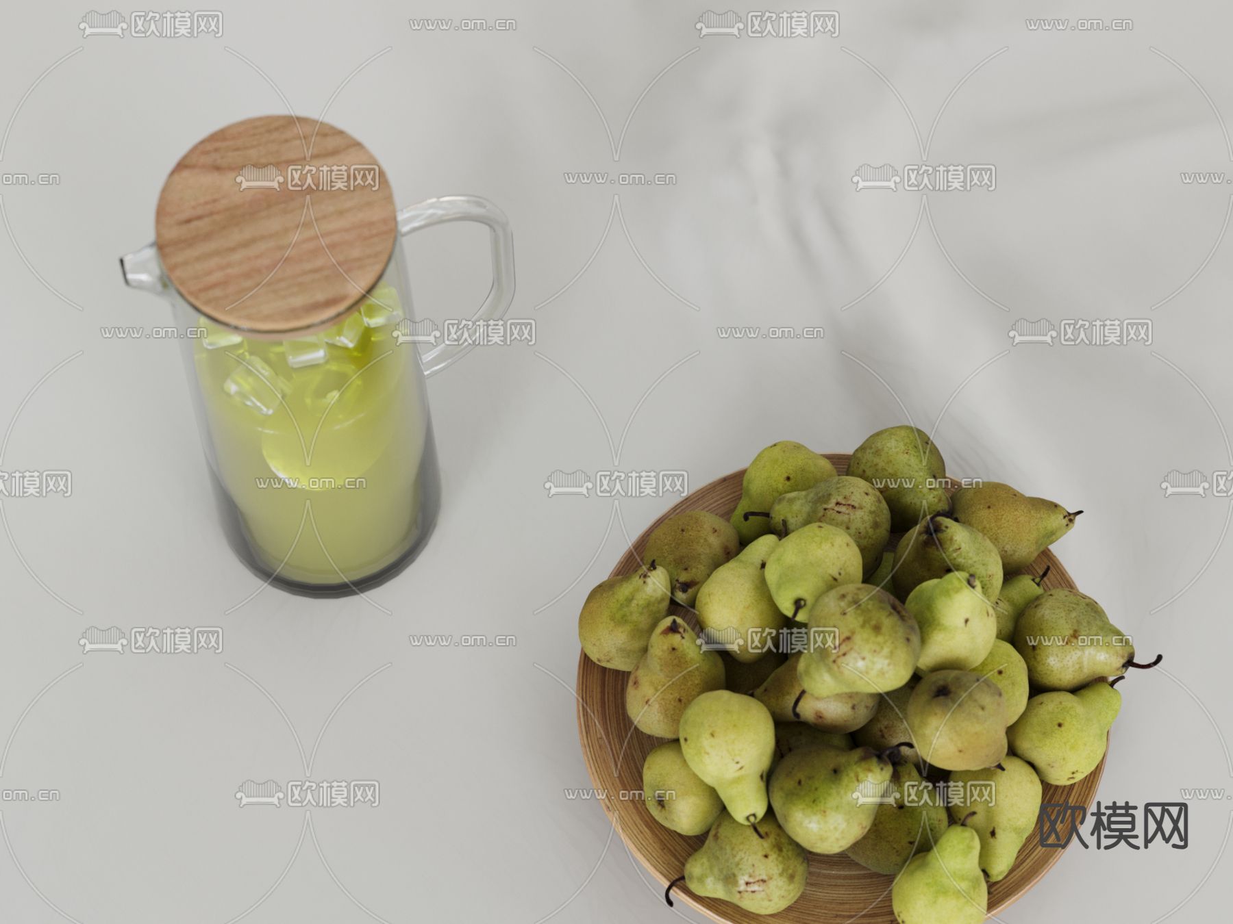 水果 饮料壶 果盘 梨子su模型下载（渲染图2）