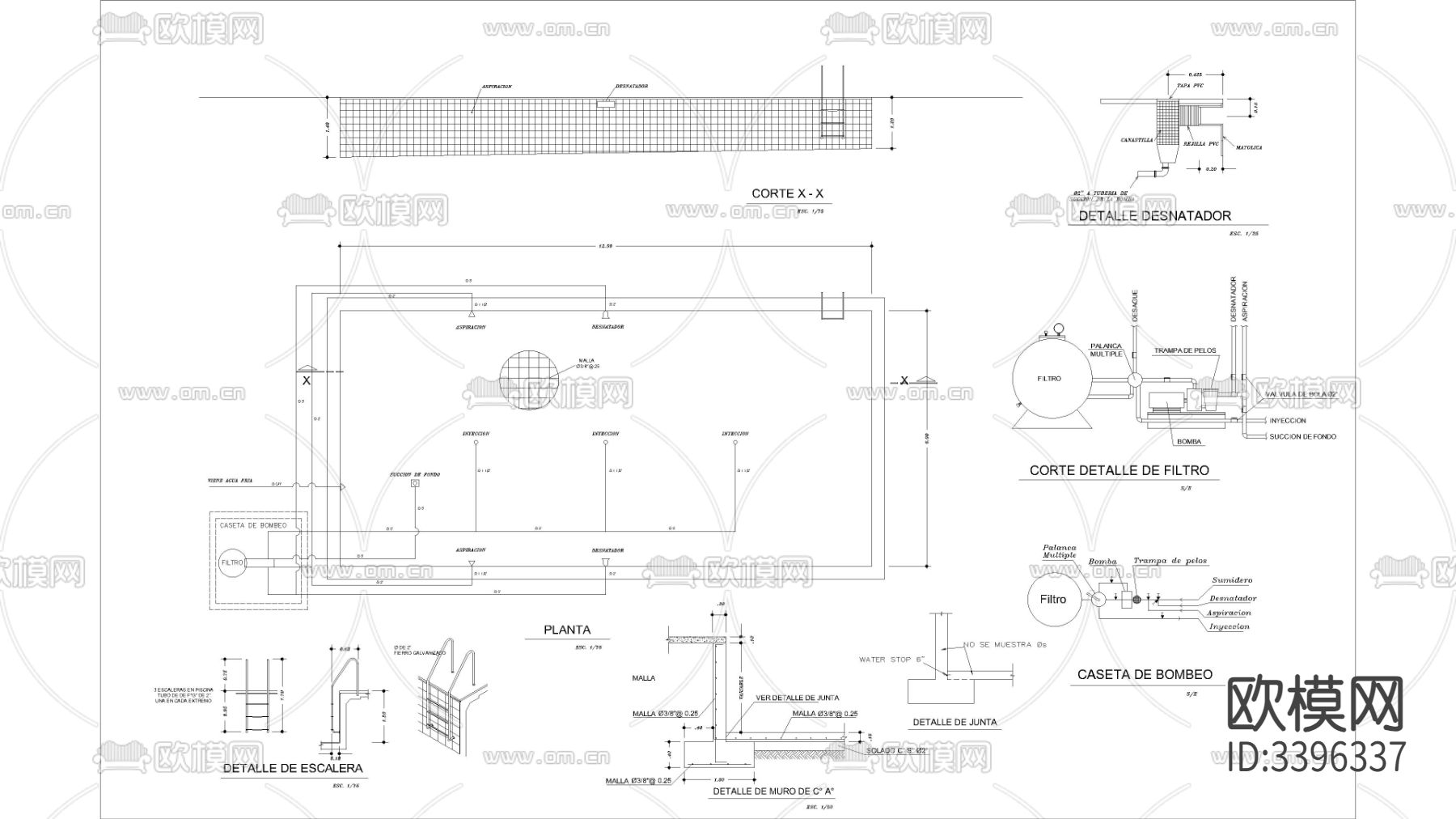 休闲游泳池cad大样图下载