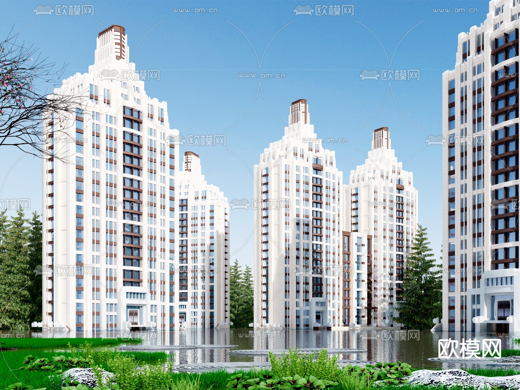 现代高层住宅3d模型下载