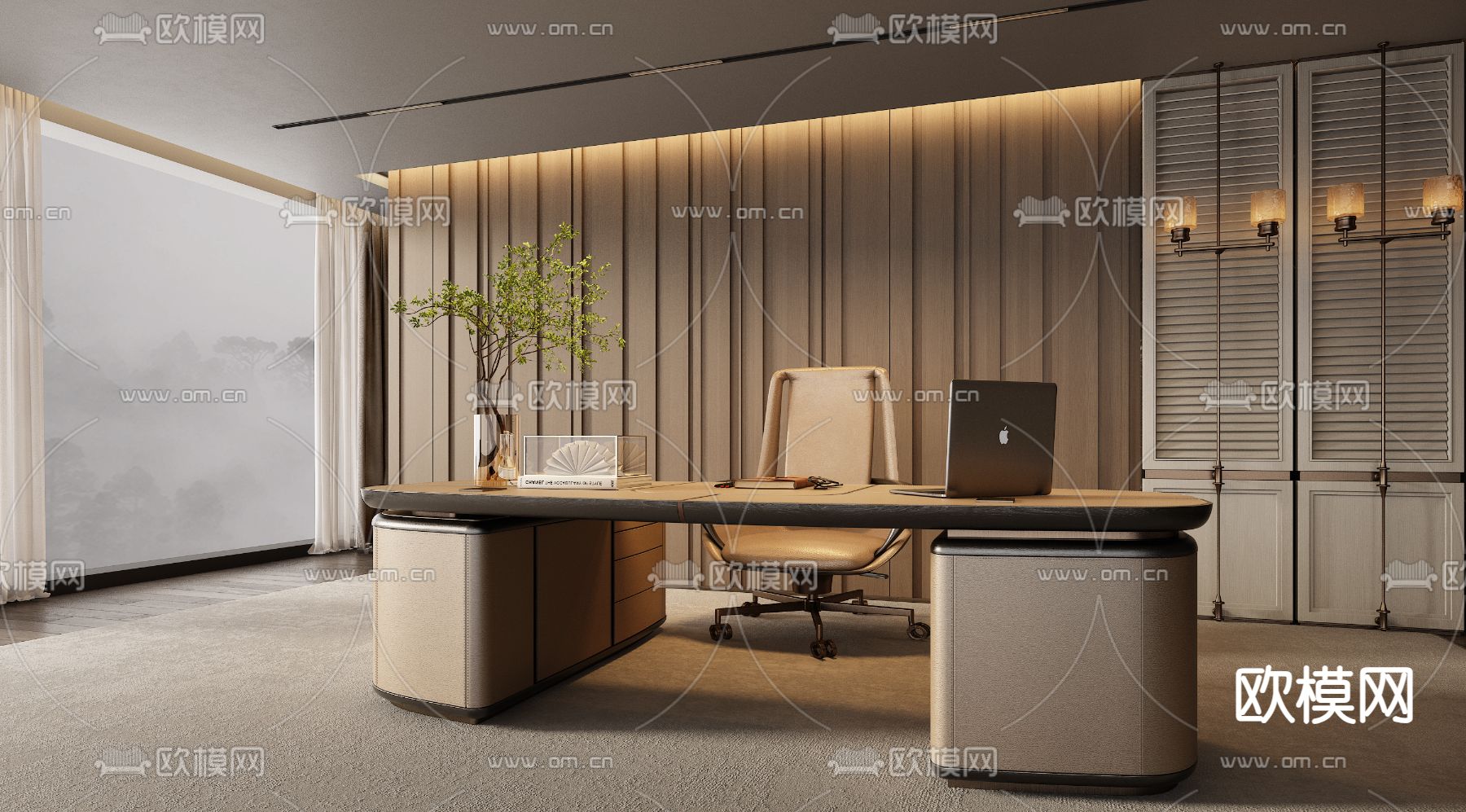 Minotti 现代书房3d模型下载