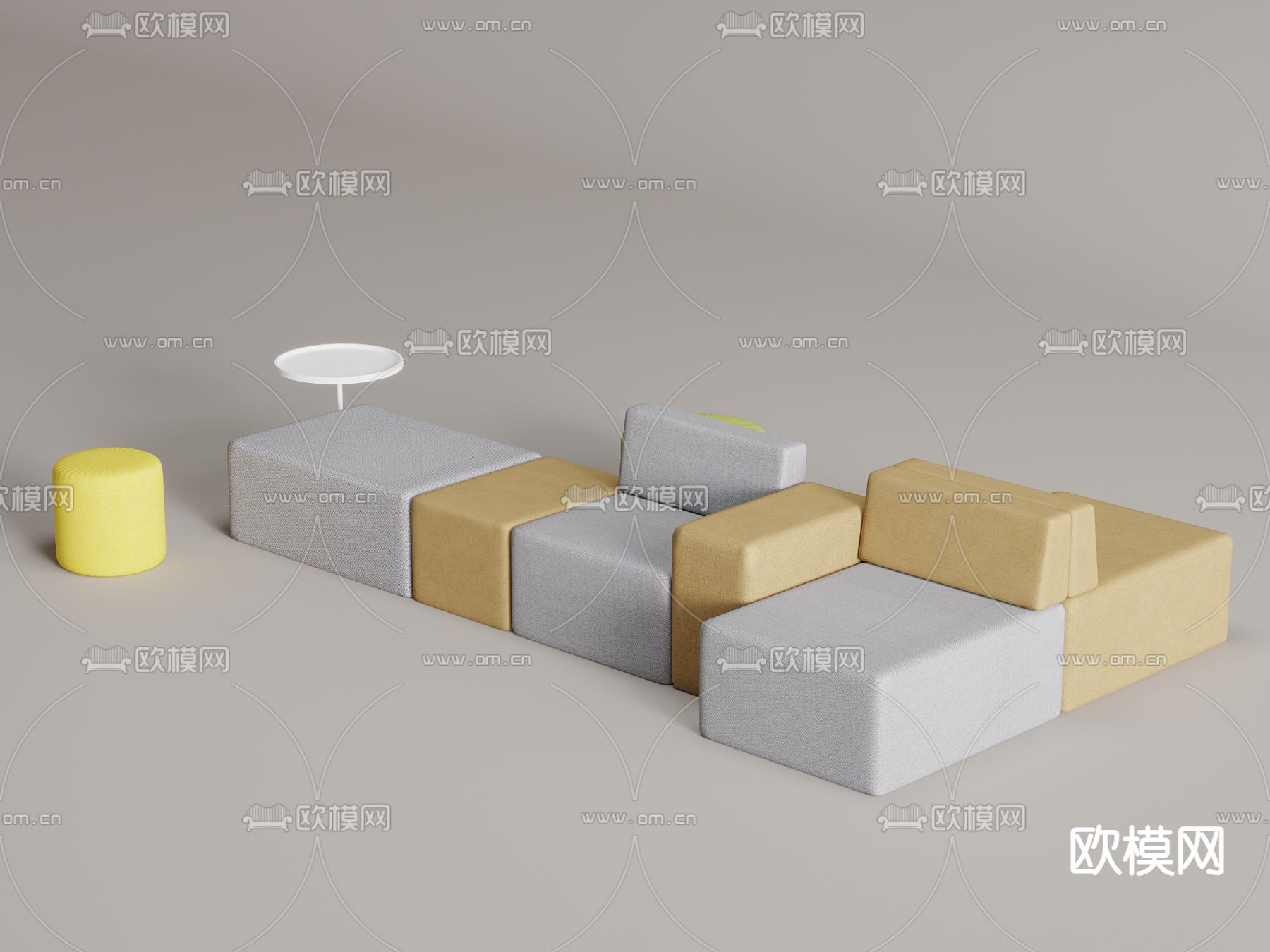 现代办公沙发 卡座沙发su模型下载（渲染图2）