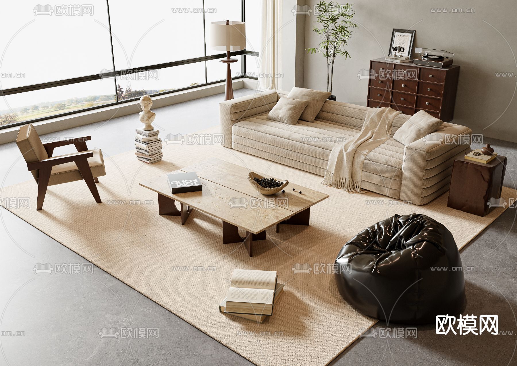 中古风组合沙发3d模型下载