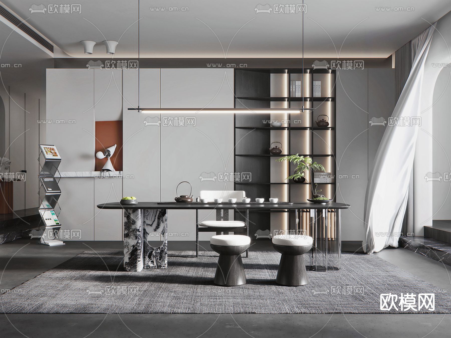 高级灰茶室3d模型下载