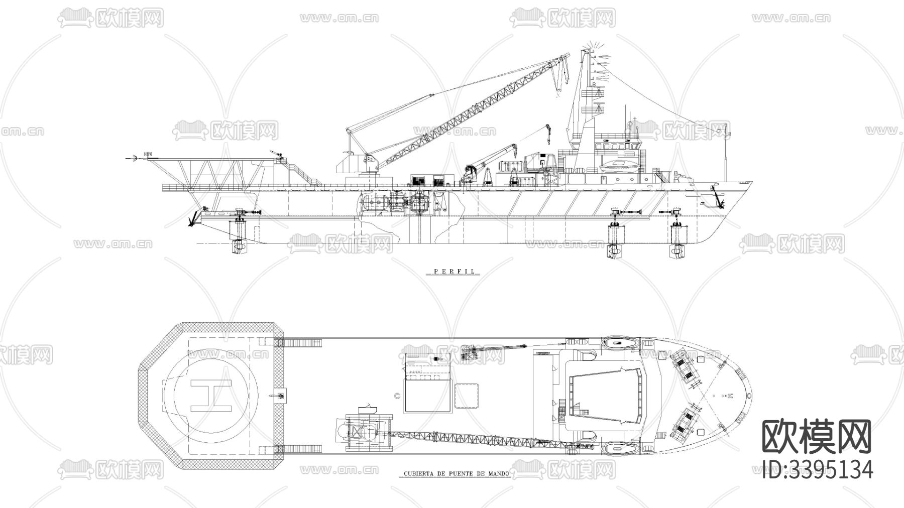 起重船CAD平面图下载