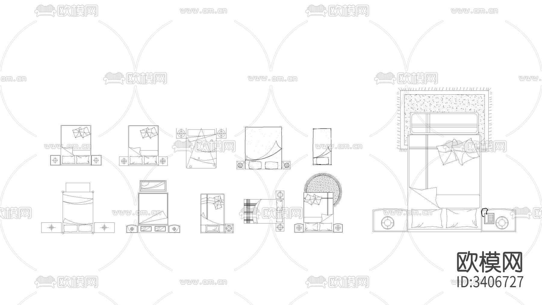 家具床系列cad图库下载