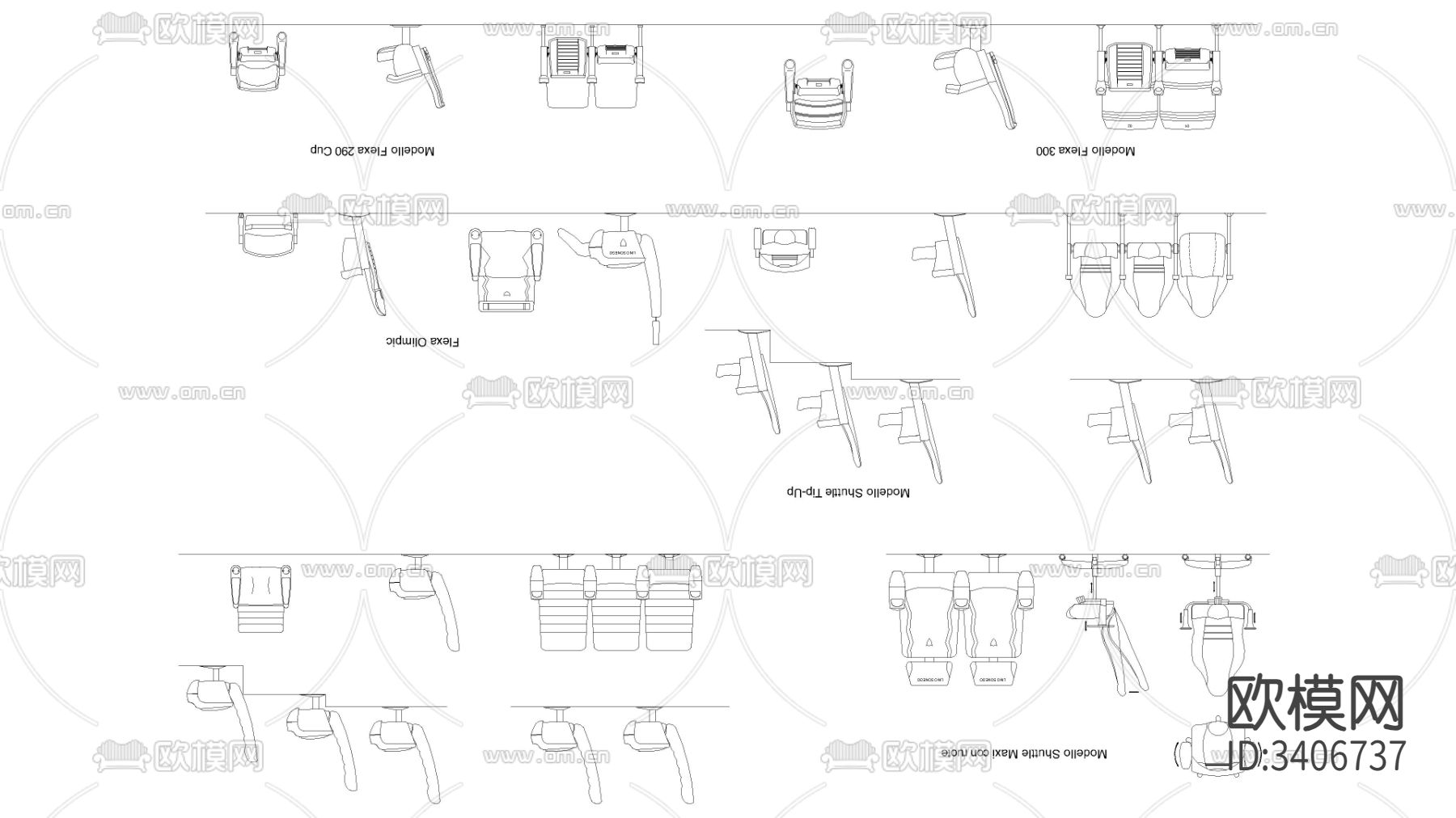 礼堂扶手椅cad图库下载