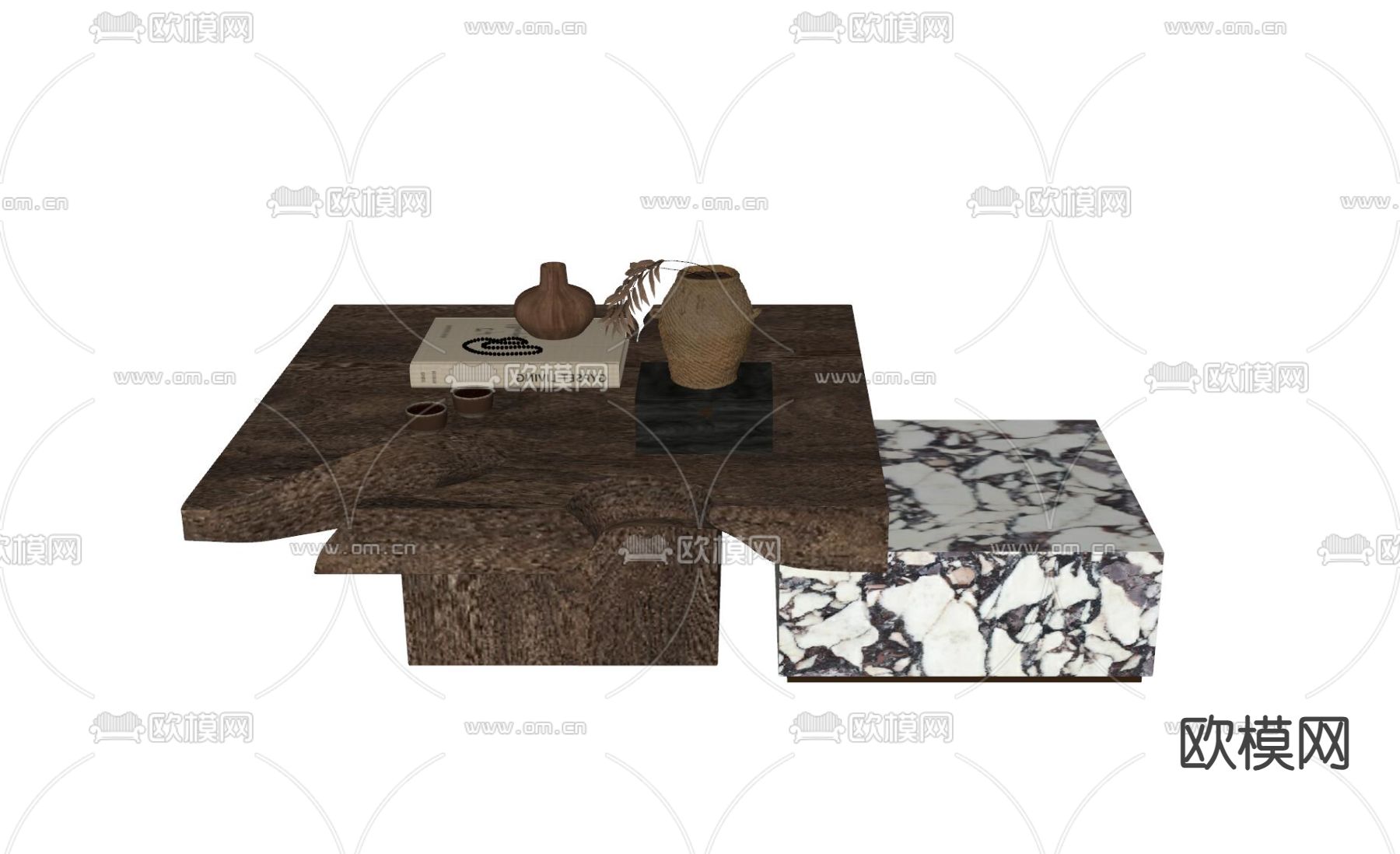 侘寂茶几su模型下载（渲染图1）