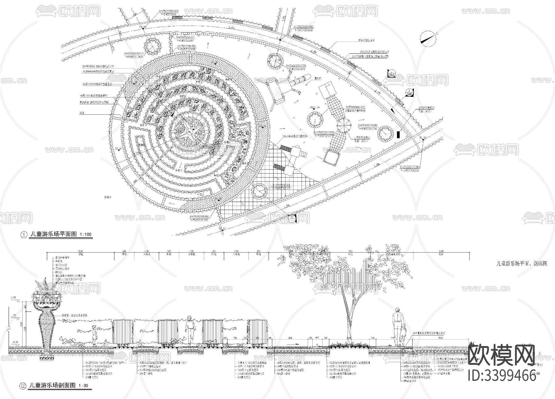 儿童活动广场CAD施工图下载（渲染图2）