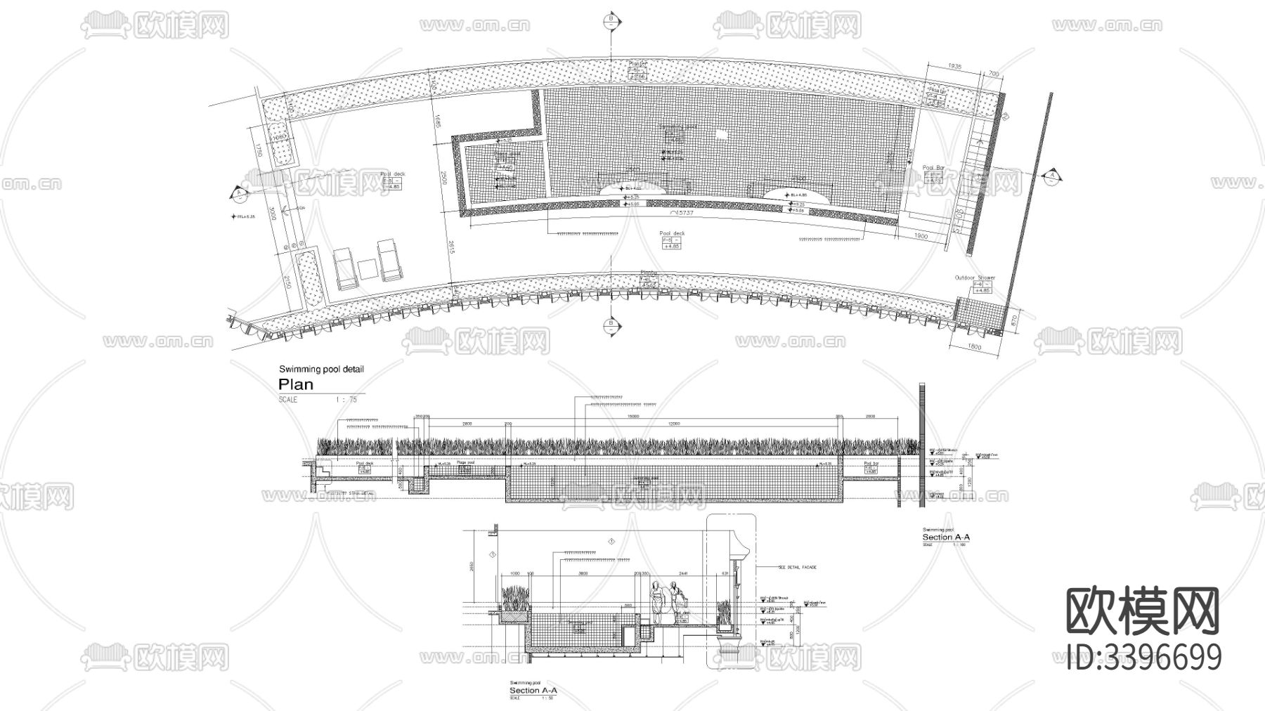 游泳池CAD平面图下载