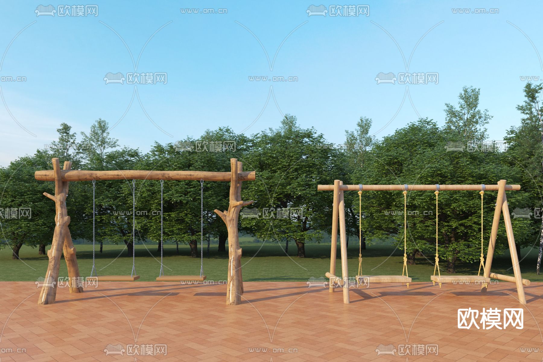 现代户外秋千3d模型下载