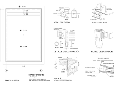  游泳池10X15米cad大样图 