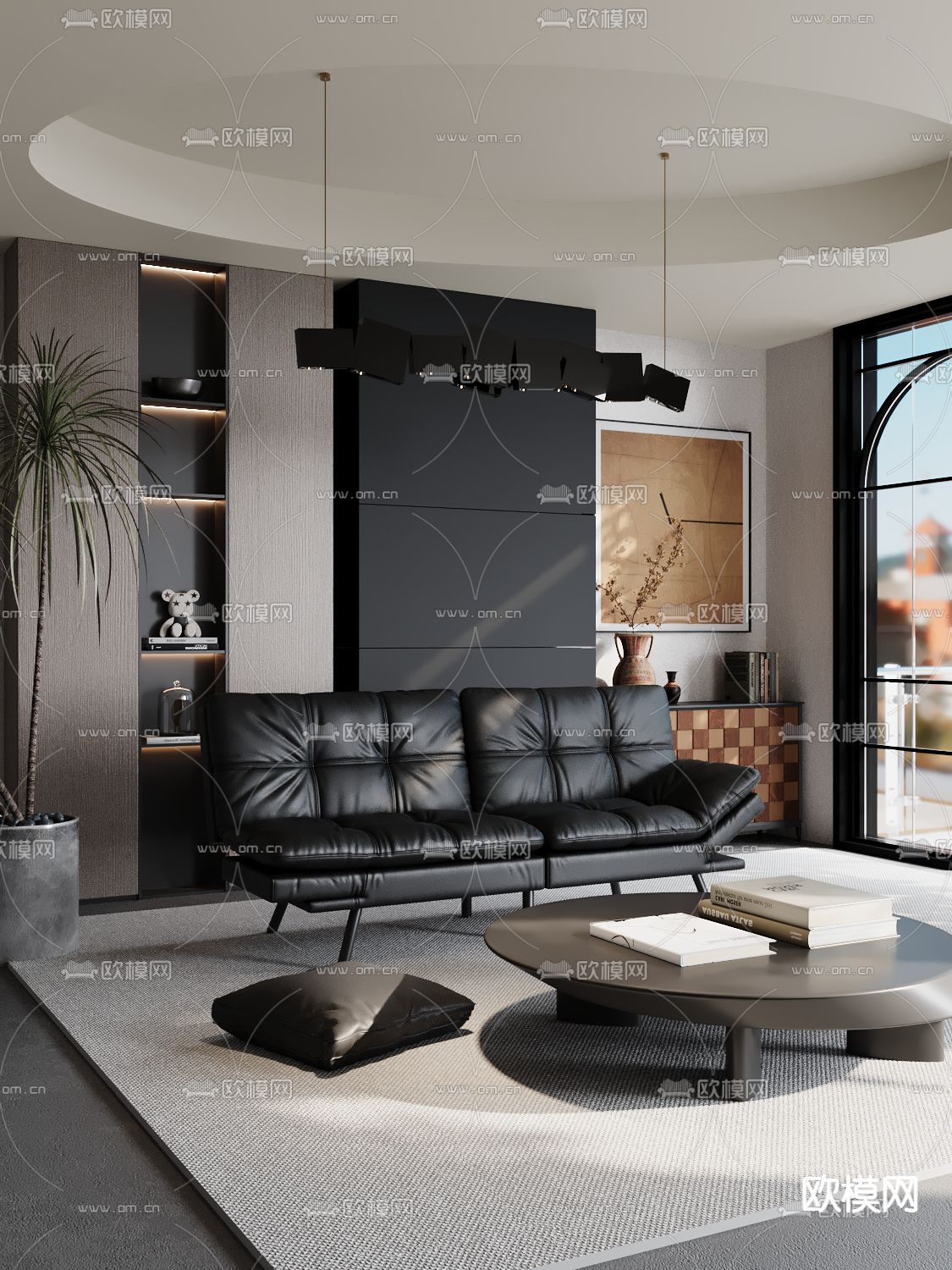 现代多人沙发su模型下载（渲染图2）