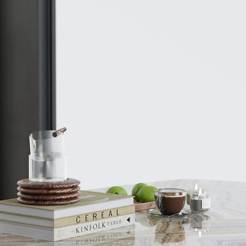  水果 咖啡 果盘 柠檬 书籍su模型 