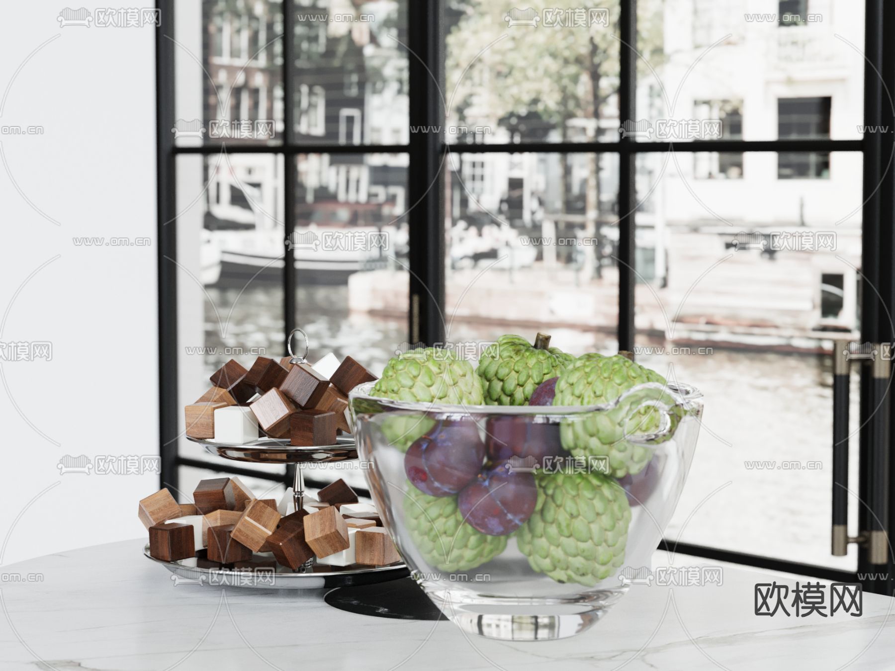 水果 糖果 果盘 李子 释迦果su模型下载（渲染图2）