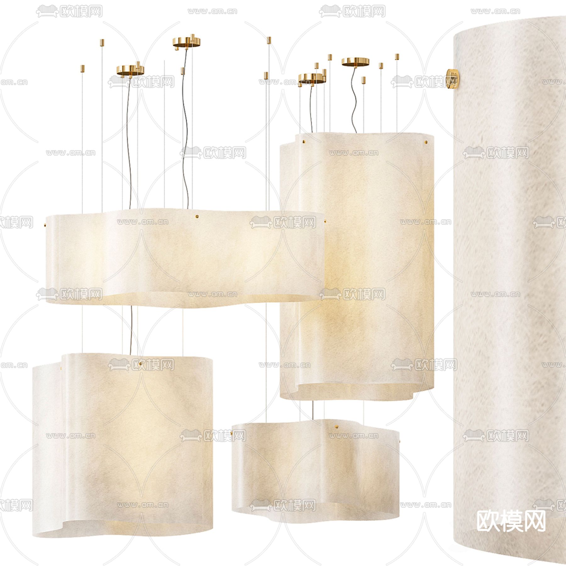 Nuvola 侘寂吊灯 石膏吊灯3d模型下载（渲染图1）