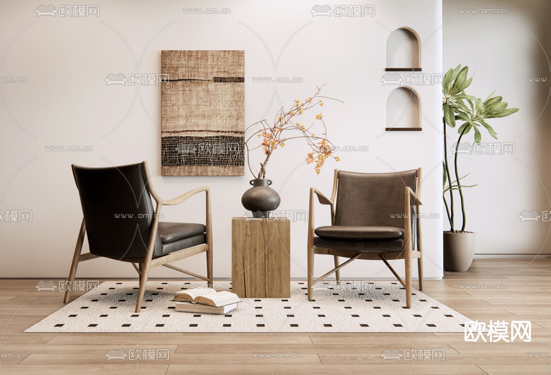 中古风休闲椅3d模型下载