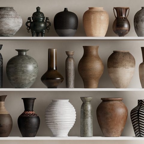  侘寂风陶罐 陶器su模型 