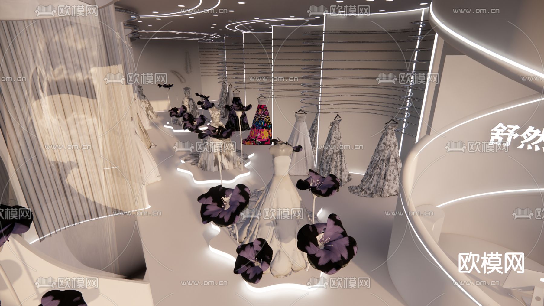 现代婚纱店su模型下载（渲染图2）