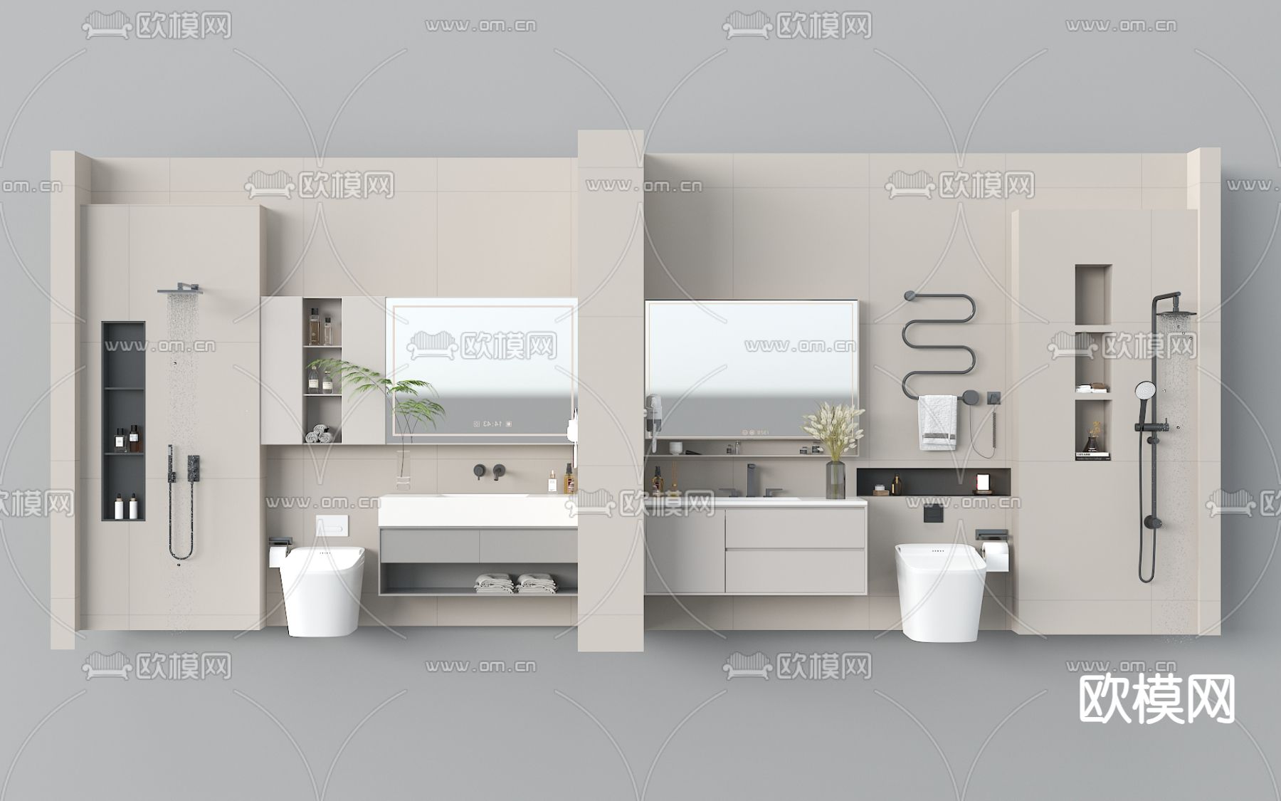 现代洗手间 卫生间su模型下载（渲染图2）