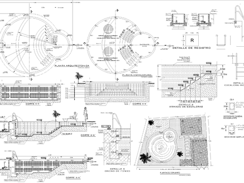  圆形水池cad平面图 