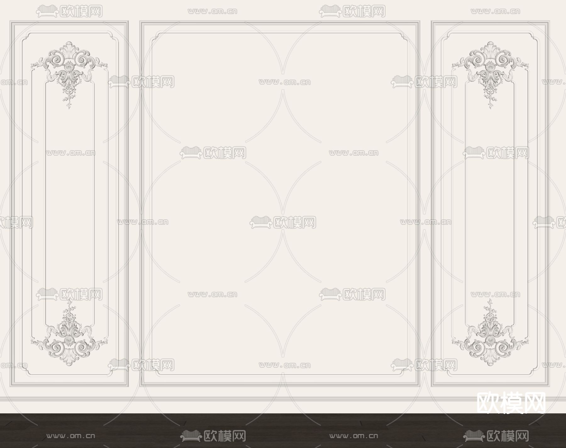 欧式雕花 护墙板 线条su模型
