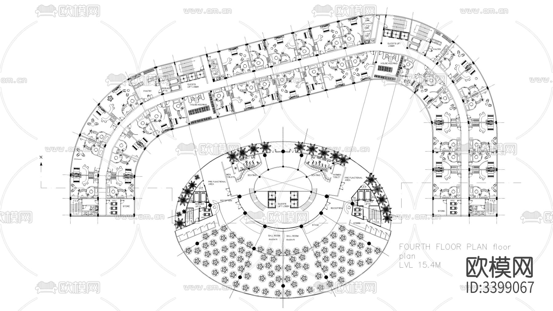 五星级酒店CAD施工图下载（渲染图3）