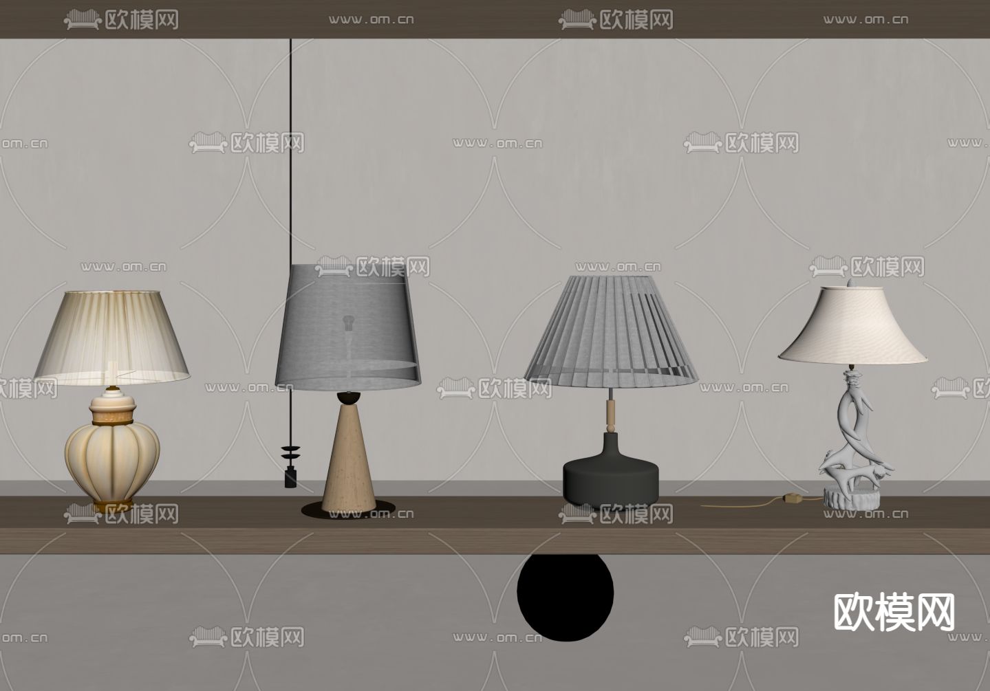 现代台灯su模型下载（渲染图1）