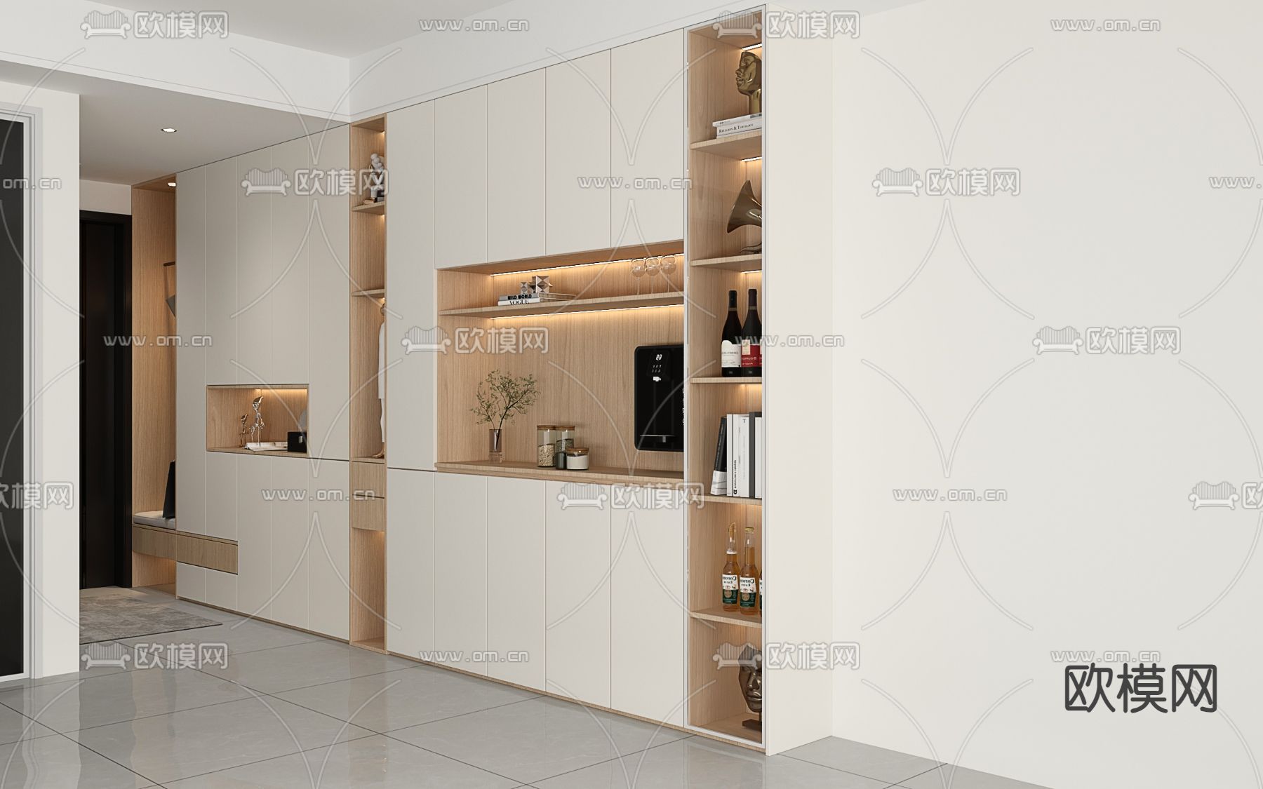 原木风鞋柜 餐边柜3d模型下载