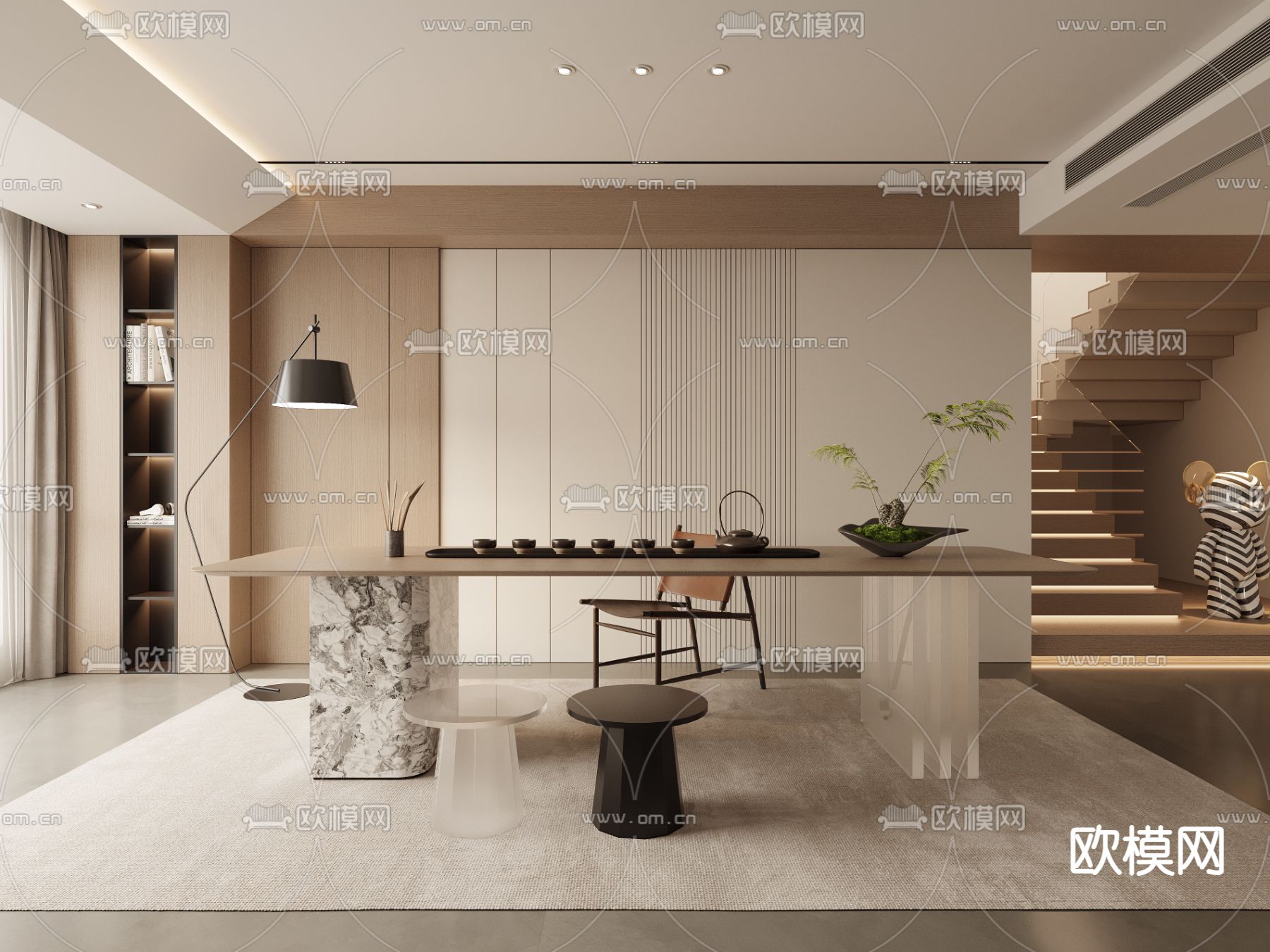 现代茶室3d模型下载