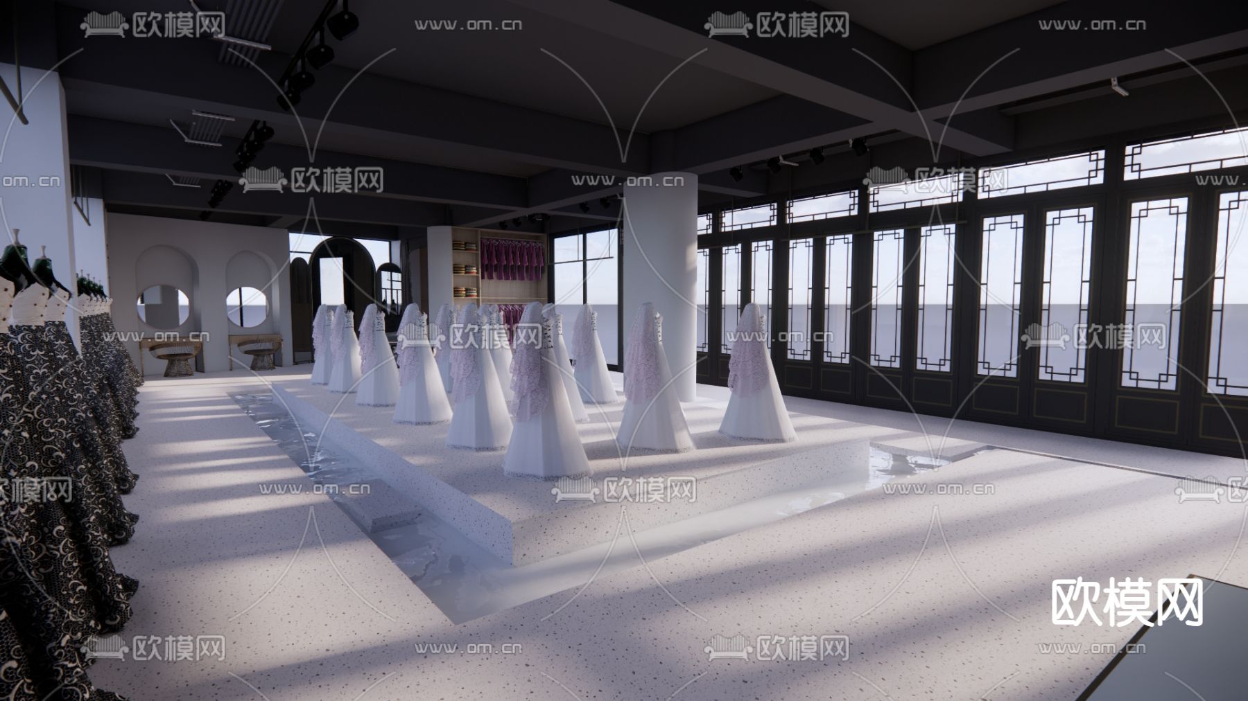 现代婚纱店su模型下载（渲染图2）