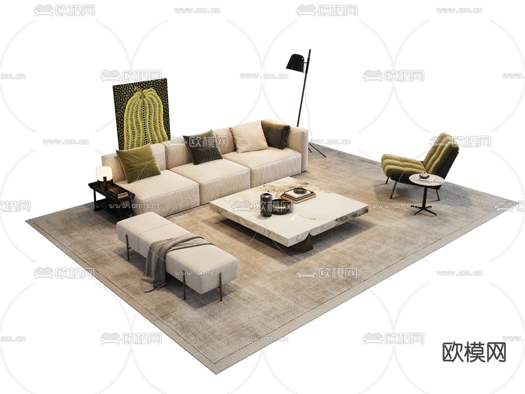 意式组合沙发3d模型下载